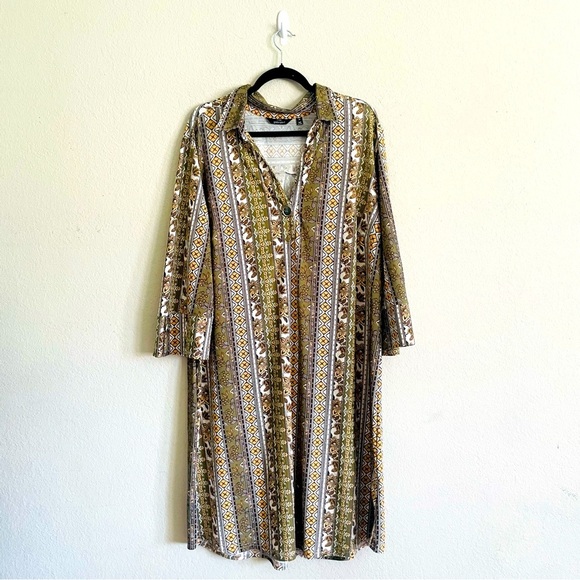 Mlle Gabrielie woman’s 3X Patterned Long Sleeve midi Dress casual modern gmacore - Picture 1 of 9